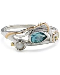 Isla Silver - Dainty Pearl & Topaz Ring - Lyst