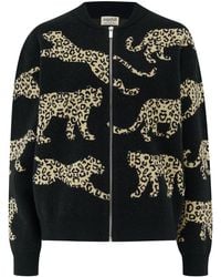 Sugarhill - Solana Knitted Bomber Jacket Monochrome Leopards - Lyst