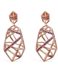 Bellus Domina - Plated Crossover Amethyst Earrings - Lyst