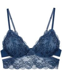 MONIQUE MORIN LINGERIE - Wild Lace Long Line Bra Dark Denim - Lyst
