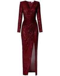 AGGI by HALEWSKI - Scarlet Burgundy Sparkle Sequined Maxi Dress With Long Sleeve - Lyst