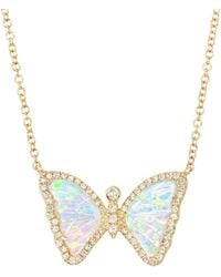 KAMARIA - Mini Opal Butterfly Necklace With Diamonds - Lyst