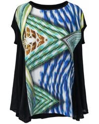 Conquista - Oversized Graphic Print Top With Draped Sides – Artistic Statement & Fluid Comfort - Lyst