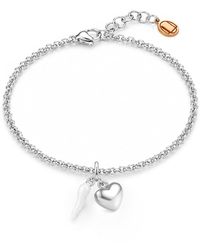 Unaloe - Sterling Cornicello & Heart Charm Bracelet – Enamel Italian Good Luck Jewelry, Handmade Lucky Talisman - Lyst
