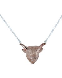 Reeves & Reeves - Sterling Silver And Rose Gold Highland Cow Necklace - Lyst