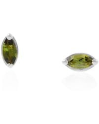 Lee Renee - Green Tourmaline Leaf Stud Earrings Silver - Lyst