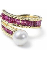 German Kabirski - Rhea Handmade Ring With Raw Rubies & Cultured Pearl - Lyst