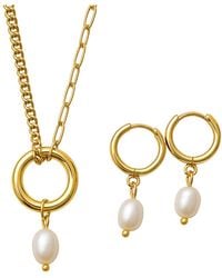 My Little Nature - Plated Pearl Necklace And Earrings Set – Handmade Freshwater Pearl Jewelry Set For Her - Lyst