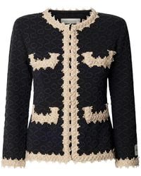 The Extreme Collection - Neutrals Raised Embroidery Knit Jacket Paola - Lyst