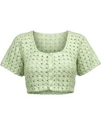 Ana Chic - Sage Openwork Handmade Crochet Top - Lyst