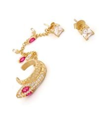 Ebru Jewelry - Diamond & Ruby Cuff Snake & Stud Unique Fashion Earrings - Lyst