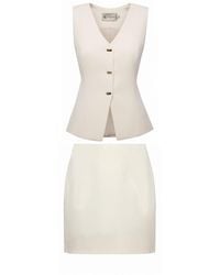 ALINA CERNĂTESCU - Neutrals Safira Ivory Vest And Mini Skirt Matching Set - Lyst