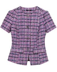Nocturne - Short Sleeve Tweed Peplum Jacket - Lyst