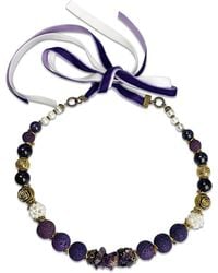 Bellus Domina - Purple Lava Stone And Amethyst Gala Necklace - Lyst