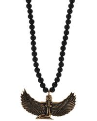 Ebru Jewelry - Magical Goddess Isis Pendant Onyx Stone Beaded Necklace - Lyst