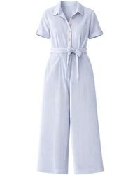 Yumi' - Pinstripe Cotton Jumpsuit - Lyst