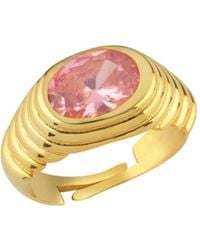 LINYA JEWELLERY - Lyra Oval Crystal Stone Little Finger Knight Ring - Lyst