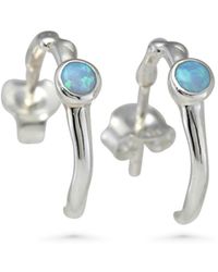 Isla Silver - Opal Huggie Hoop Earrings - Lyst