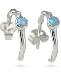 Isla Silver - Opal Huggie Hoop Earrings - Lyst