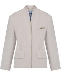 Nocturne - Neutrals Brooch Detail Collarless Jacket - Lyst