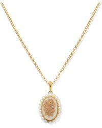 Vintouch Italy - Plated Flower Cameo And Pearl Necklace - Lyst