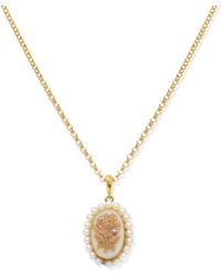 Vintouch Italy - Plated Flower Cameo And Pearl Necklace - Lyst