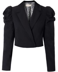 AGGI by HALEWSKI - Naya Moonless Night Short Blazer With Puffed Sleeves - Lyst