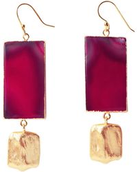 YAA YAA LONDON - Hold The Baby Fuchsia Agate Statement Earrings - Lyst