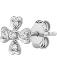 Spero London - Fine 14K Solid Diamond Clover Single Earring - Lyst
