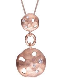 Genevive Jewelry - Rose Sterling Rose Plated Cubic Zirconia Irregular Cut Stone Pendant - Lyst