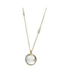 Mercela - Glass Memory Locket Necklace With Cz Accents – Plated Stainless Steel Jewellery - Lyst