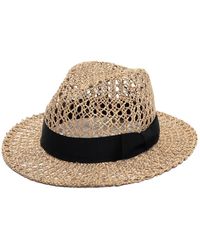 Justine Hats - Neutrals Fedora Crochet Straw Hat - Lyst