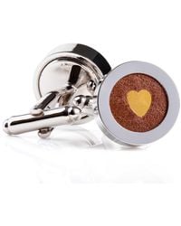 N'damus London - Regent Leather Heart Cufflinks - Lyst
