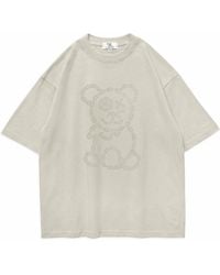 X Ilona Blue - Neutrals Graffiti Baby Bear Organic Cotton Chain Link Embroidery Tee - Lyst
