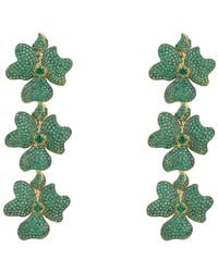 LÁTELITA London - Jasmine Flower Triple Drop Earrings Gold Emerald Green - Lyst