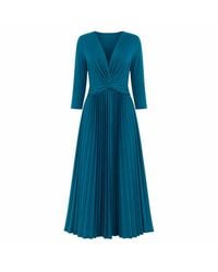 Yumi' - Stretch Wrap Pleated Midi Dress - Lyst