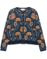 Peraluna - Felicity Floral Jacquard Knit Cardigan - Lyst
