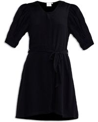 REISTOR - Short Crepe Dress With A Waist-Tie - Lyst