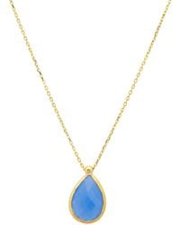 LÁTELITA London - Petite Drop Necklace Gold Dark Blue Chalcedony - Lyst