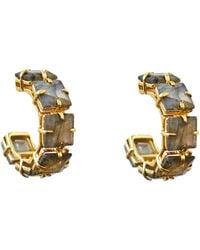 Bounkit - Alanna Hoops Labradorite Pierced - Lyst