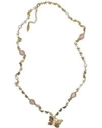 Farra - Butterfly Pendant With Rose Quartz Stones Long Necklace - Lyst