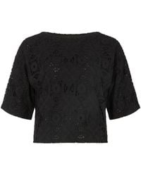 Raffya - Opal Broderie Anglaise Split Open Back Blouse - Lyst