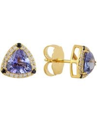 Artisan - 14K Tanzanite, Sapphire & Diamond Stud Earrings - Lyst