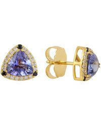Artisan - Trillion Tanzanite, Sapphire & Diamond Halo Stud Earrings - Lyst