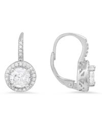 Kylie Harper - Diamond Cz Halo Filigree Leverback Earrings - Lyst