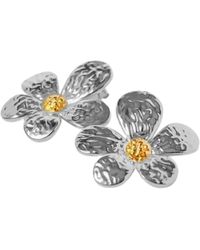 Nazzar - Two-Tone Big Flower Statement Earrings - Lyst