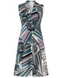 Conquista - Printed Sleeveless Wrap-Style Dress With V-Neckline - Lyst