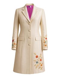 Richa Sharma - Luxury Handcrafted Ivory Bloom Long Coat - Lyst
