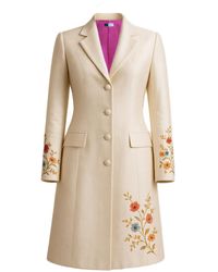 Richa Sharma - Luxury Handcrafted Ivory Bloom Long Coat - Lyst