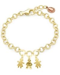 Unaloe - Adjustable Plated Bracelet For Mom, With Three Charms Two Girl And One Boys, Perfect Gift For Moms And Families - Lyst